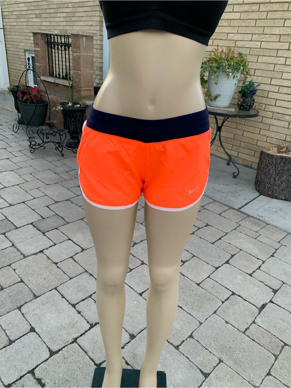 Nike 2 In 1 Tempo Running Shorts 531395 Medium Blue Neon Orange S